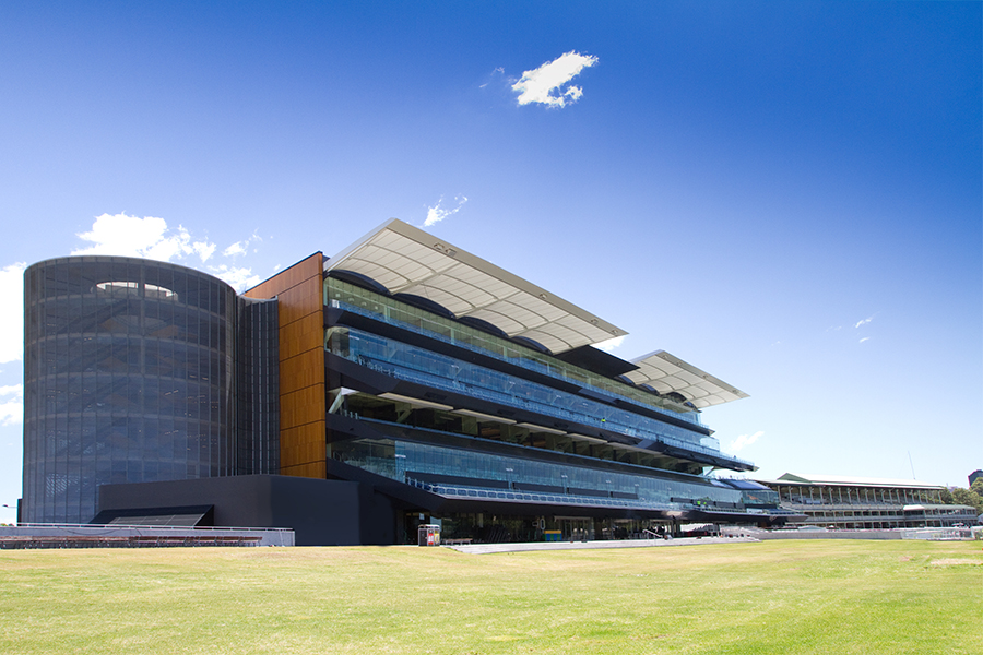 The grandstand at Royal Randwick Racecourse, an exterior architectural shot by Balanced Image Studio of Wollongong